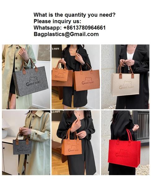 Factory Supply New Style Fashion Hand Bags Shopping Handbag Felt Customized Multi-Pocket Handbag Felt Tote Bag Eco-Friendly Cotton Felt Handle Beautiful Striped