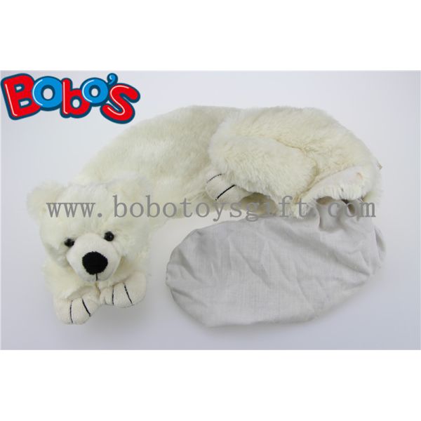 Plush Polar Bear Neck Massage Pillow with Microwave Heated Flaxseeds and Larender