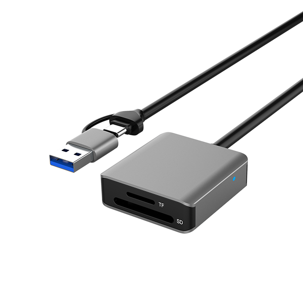 Lector de tarjetas OTG USB 3.0 y USB Tipo C con cable de extensión USB A de 20 cm