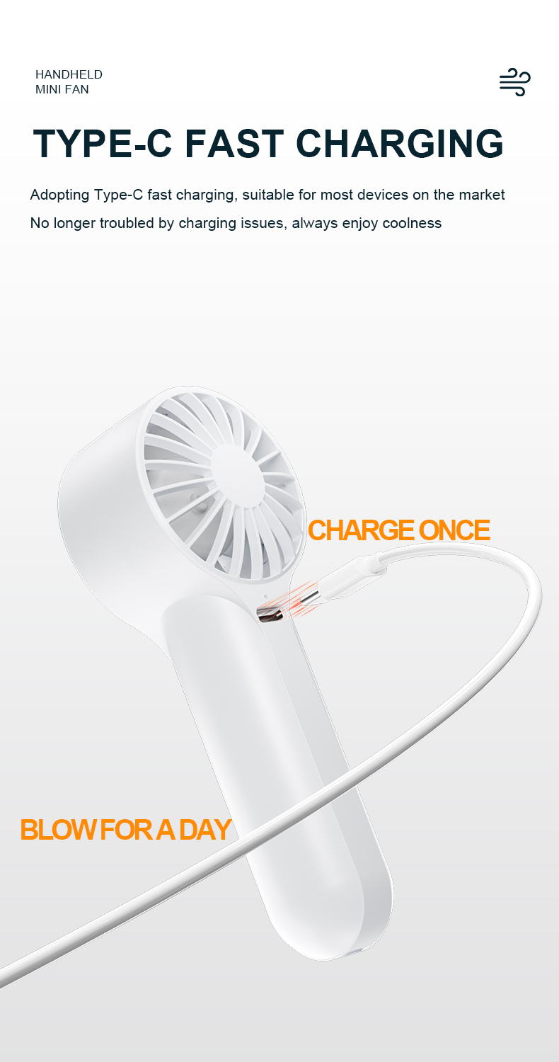 1200mAh Safe Lithium Batteries 3 Speeds Hand Portable Mini Small Handheld Fan With Rechargeable Battery Personal Fan
