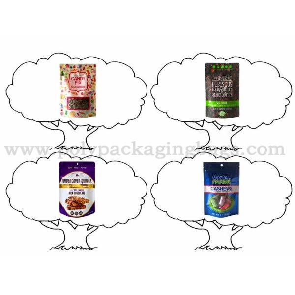 custom Food Packaging Poly Flat Bags With Top Zipper In Three Side Heat Seal