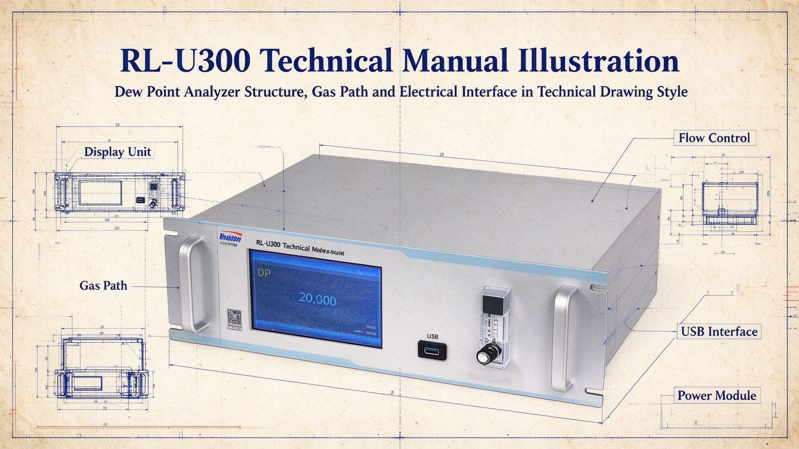 Gas Dew Point Analyzer Micro Water Tester Trace Water Analysis Detector Metal Construction