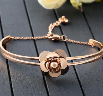 Camellia Bracelet 18K Plating Stainless Steel Brangle Adjustable Size Bracelet