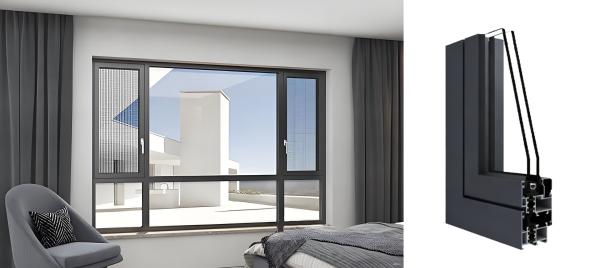 Black Thermal Insulation Casement Window JZG50 Commercial Aluminum Casement Windows