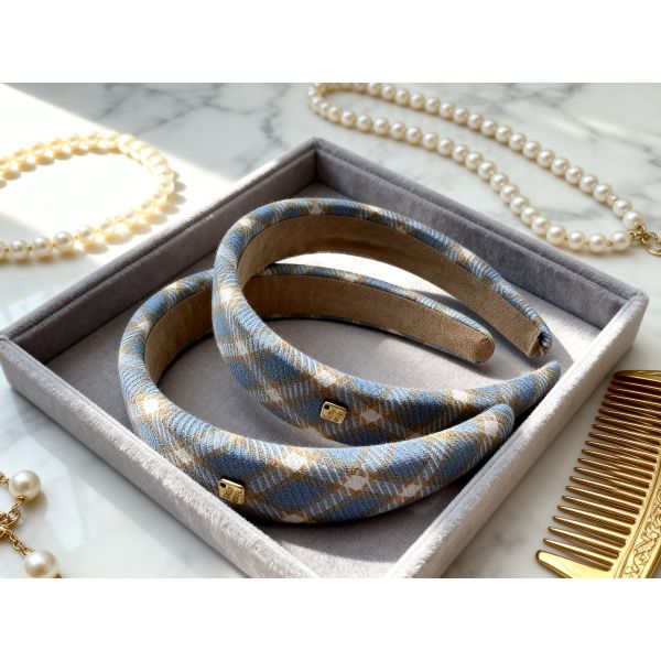 2-Pack Wide Padded Vintage Plaid Headbands for Women with Non-Slip Comfortable Design