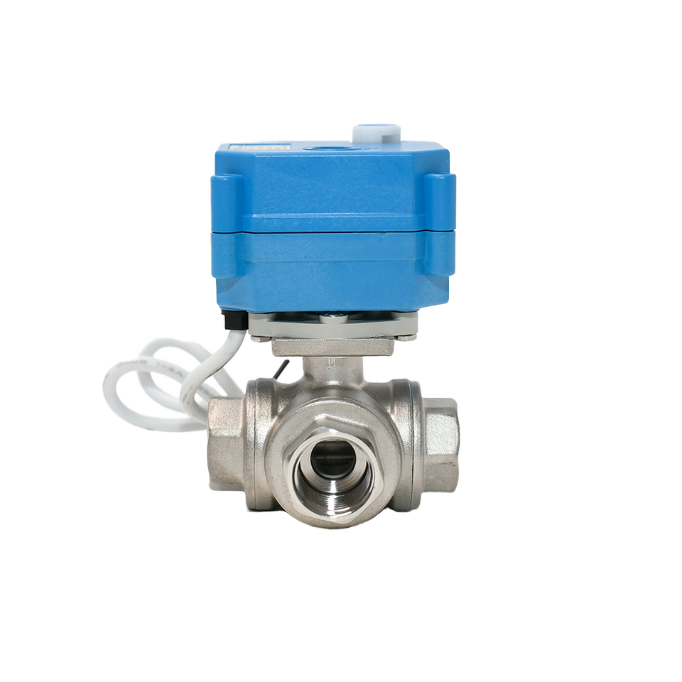 HOT DC 24V AC 230V Mini Thread 3-Way 1/2in-4in Brass Motorized Electric Ball Valves Water Gas Low Temp OEM Customized
