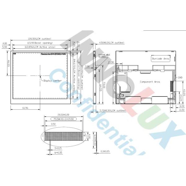 AT056TN53 V.1 Chimei Innolux 640x480 Dots TFT LCD Display Module 5.6 Inch 40 Pins RGB Interface