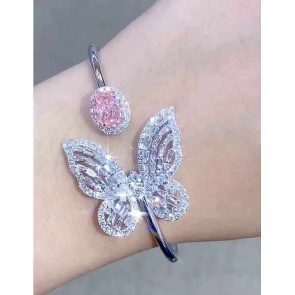 НГТК сертифицированная лаборатория выращенные бриллиантовые браслеты 1.97ct овальный розовый бриллиантовый браслет