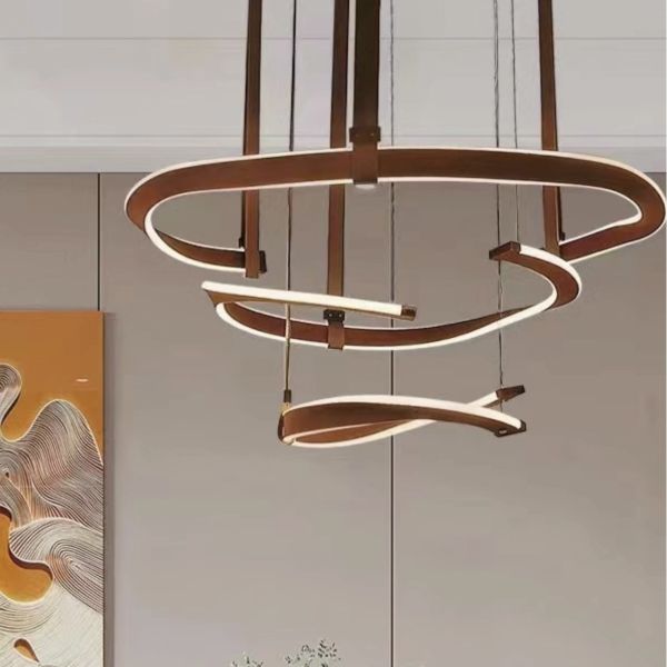 Italian Minimalist Living Room Chandelier Post-modern Leather Dining Room Bedroom Hanging Light