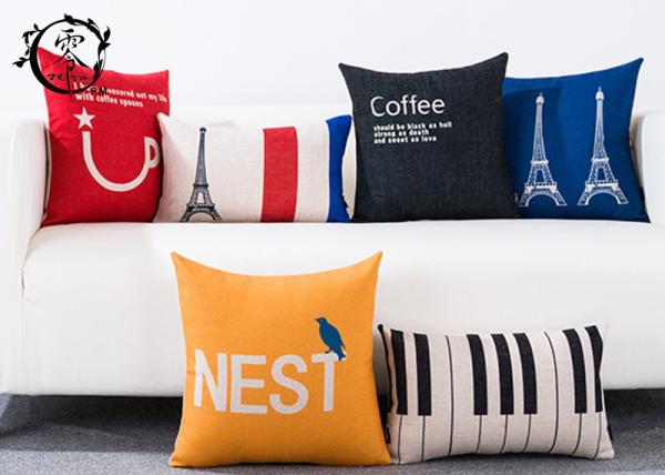 Sofa Cute Cartoon Simple Letter Pillows Cotton Linen Decorative Cushion Cover Pillowcase
