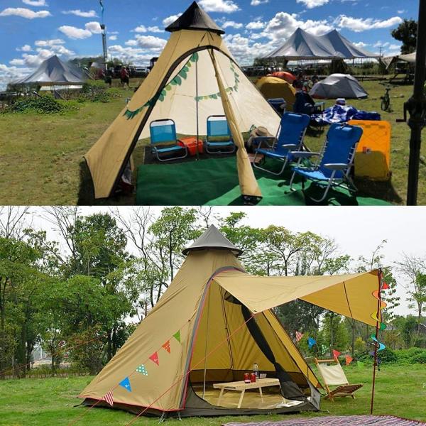 Outdoor Camping Retro Tent, Luxury Glamping Tent Waterproof Canvas Tents for Family Camping Outdoor Hunting Party