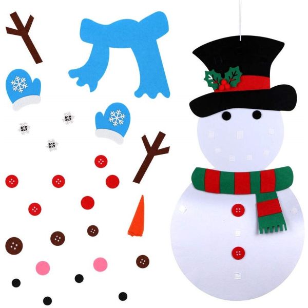 Harmless 100*50cm Felt Christmas Snowman Ornaments For Wall / Window