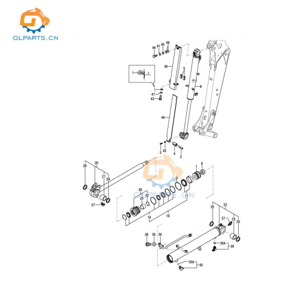 ViO27-5B Cylindre hydraulique à godet pour réparation de cylindres d'excavatrice YANMAR