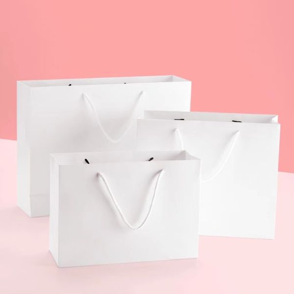 Bolsos que hacen compras de papel de encargo de los zapatos que broncean los bolsos de marfil de plata del favor 250gsm