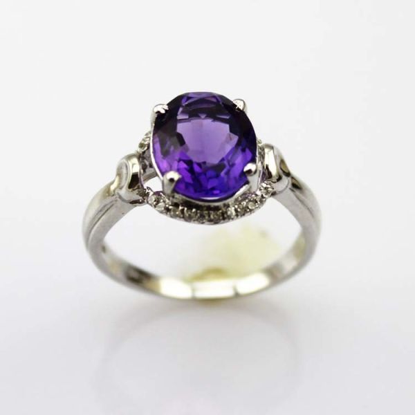 White Gold Plated 925 Silver Pink Cubic Zirconia Gemstone Women Ring (R263)