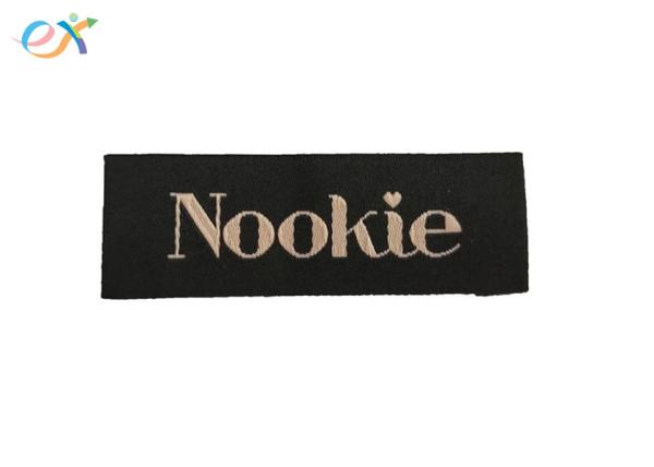 Clothing Woven Fabric Labels , Rectangle Shape Custom Made Fabric Labels