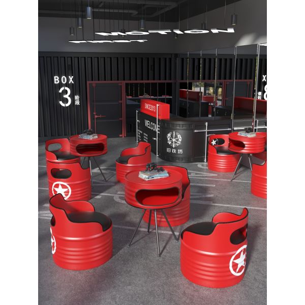 Steampunk BBQ Tables And Chairs Painted Metal Tables And Chairs Red