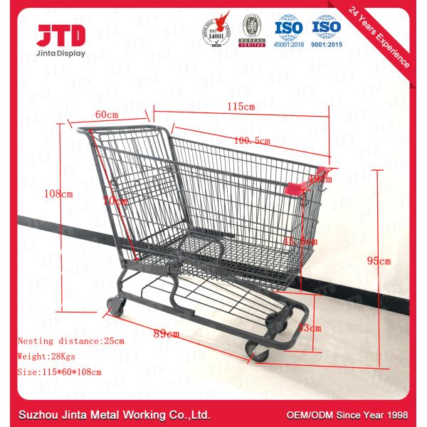 Корзина вагонетки 180L торгового центра супермаркета OEM сверхмощная стальная