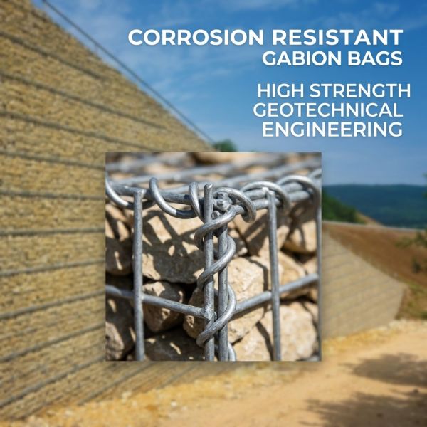Corrosion Resistant Gabion Bags Geotextile Geobag For Slope Stabilization