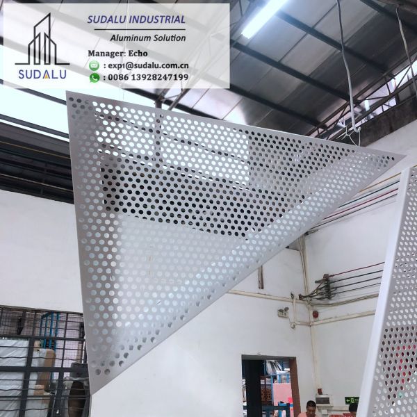 SUDALU Triangle Shape Aluminum Perforated Panel for Facade Cladding