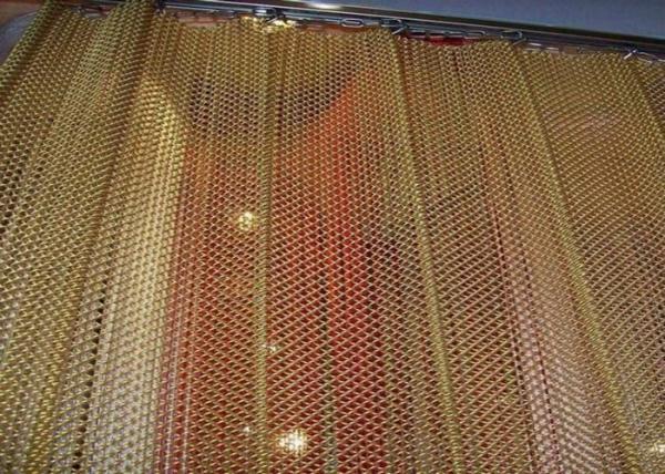 Decorative Metal Mesh Curtains Lightweight For Hotel / Lobby Gold / Gunmetal
