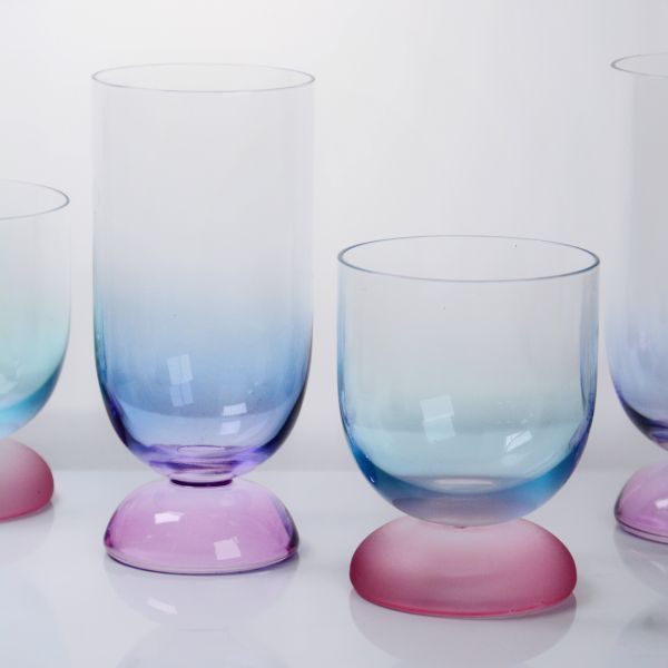 Handblown Crystal Wine Glass Goblet with Two-color Gradient and Frosted Base for 400ml Wine Cocktail & Home Decor