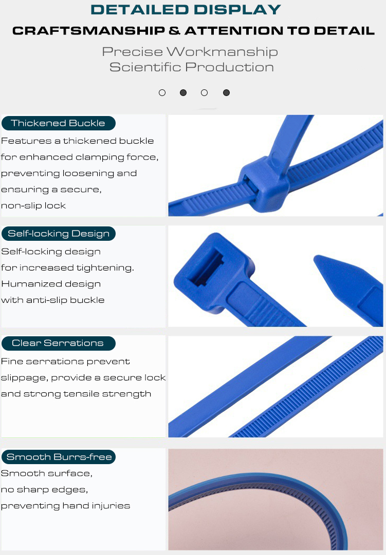Blue Teflon Cable Tie 200 x 4.8mm, 94V-0 ETFE Cable Tie 50 Lbs Chemical Resistant Tefzel Cable Tie for Extreme Environments