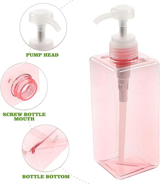 650ml Empty Pink Shampoo Shower Gel Bottle Plastic Pet Cosmetic Bottle Container