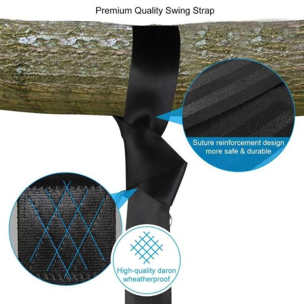 Extra Duty Polyester Tree Swing Hanging Kits Strap With Carabiner Rated For 1200lbs