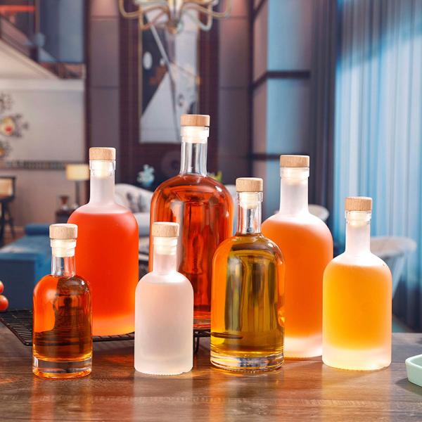 Transparent Frosted Beverage Juice Wine bottle Whisky Vodka Spirit Liquor Glass Bottle