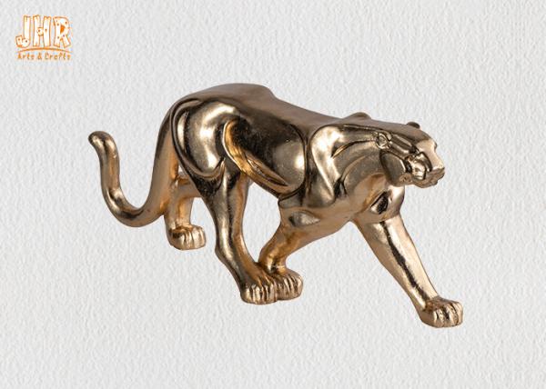 130cm Leopard Sculpture Decor With Gold Leaf Finish Polyresin Animal Statue