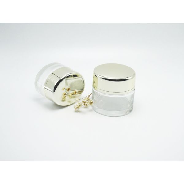 Elliptical 30&50ml Unique Oval Clear Glass Skin Care Jars With Lids, Customized Empty Glass Jar Packaging Manufacture