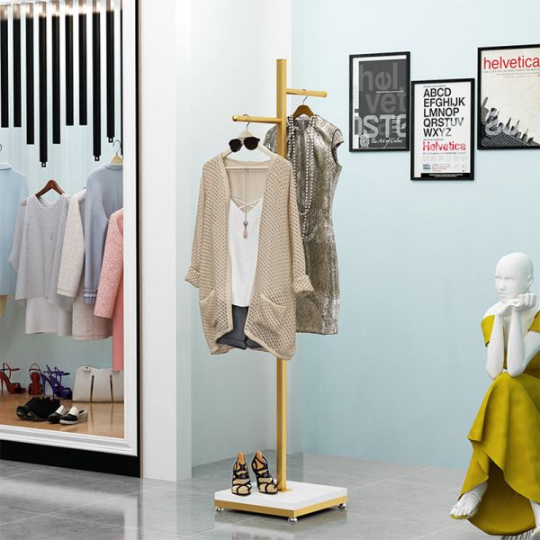 Golden Industrial Pipe Clothing Rack for Boutique Display Stand in Customer Colors