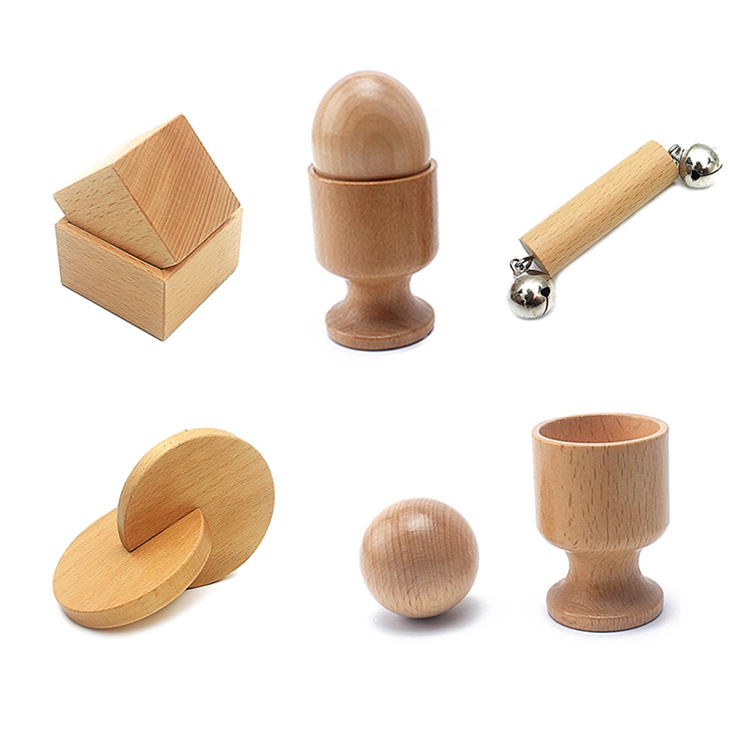 Колокольчик 6 медленно двигает деревянная древесина бука Teether Teethers безопасная Tambor