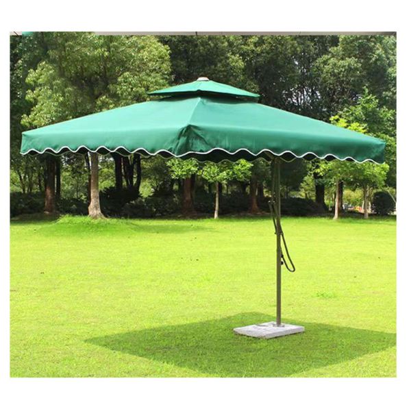 All in 1 Function White Power Coated Steel Frame Sunshade Umbrella with Tassels