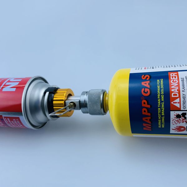 Adaptador de entrada de tanque pequeño de propano exterior para quemadores amarillos de horno de campamento de barbacoa