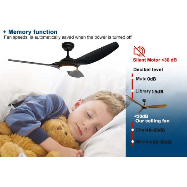 1stshine Fancy ABS Blades Ceiling Fan com Luz e Remote 6000K Temperatura de Cor