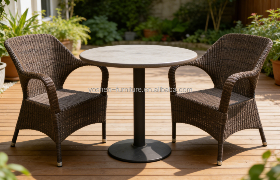 Rattan Waterproof Outdoor Stackable Dining Chairs for Restaurant Beach Park Use