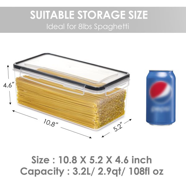 OEM/ODM Acceptable 3.2L BPA Free Plastic Containers for Noodles Cereal Storage 4pack Set