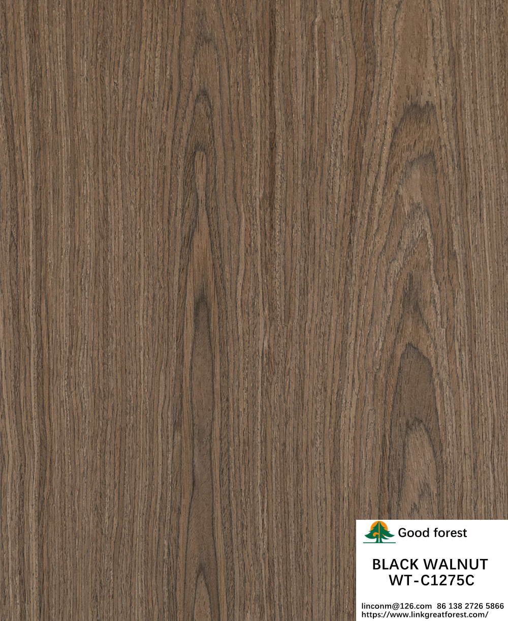 Placage en bois naturel artificiel, coupe sur dosse, noyer, taille standard 2500*640 pour panneau décoratif intérieur WT-C1275C/1512C/1715C