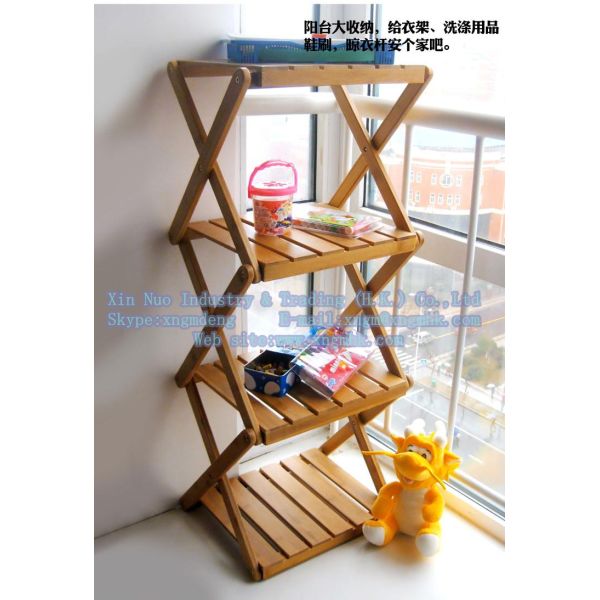 Wooden folding frame, bamboo storage rack, bamboo shelving, bamboo towel rack