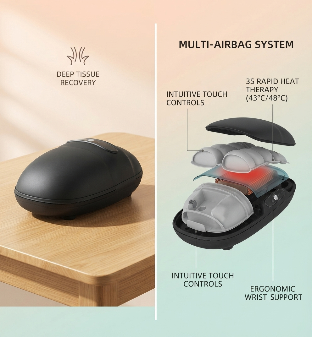ZN-WF71 Cordless Electric Hand Massager - Shiatsu Compression Massage with 3S