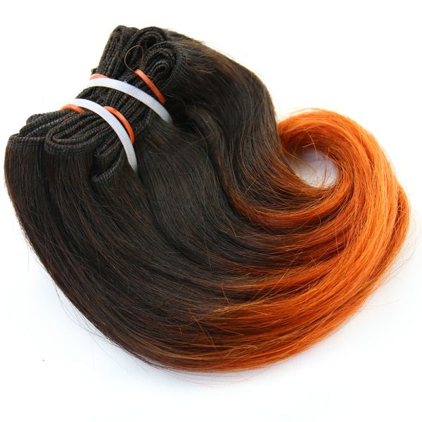Short Hair Indian Human Hair Ombre Color Snail Curl Hair Weaves