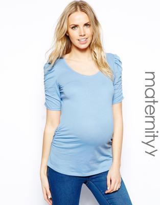 Sky blue maternity clothes cheap with ruffle sleeve cloth for pregnance women