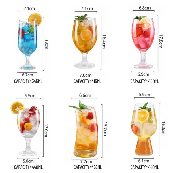 Custom 6oz-13oz Bulk Orders Lead-Free Crystal Cocktail Glasses Set For Martinis Mojitos & Tom Collins