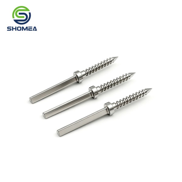 Custom Solid Threaded Pin With Square Drive Shaft And Limit Shoulder