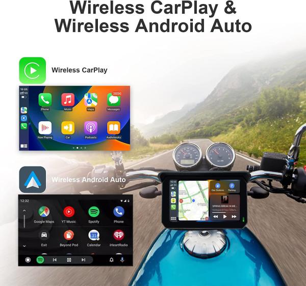IP67 Waterproof 5inch IPS Screen Motorcycle Carplay GPS Navigator 2 in 1 Wireless Apple Car-play Android Auto