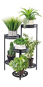 Plant Stand Indoor Outdoor, Plant Shelf Multiple Flower Pot Holder, Metal Wrought Iron Planter Shelf Plant Display