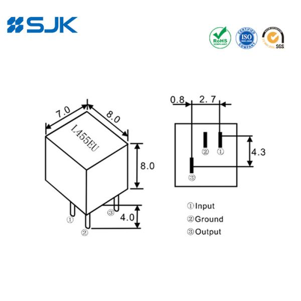 Dip Type  3 Pins  LT455U Ceramic Filter With 455KHz