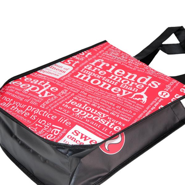 Red Laminated PP Handle Promotional Non Woven Packaging Bags